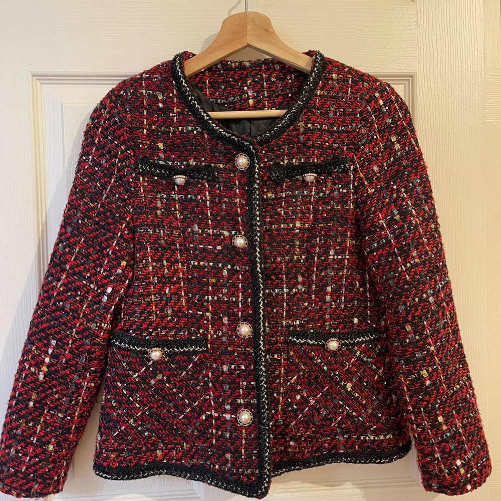 2/$50 final sale Women's Red Tweed Jacket